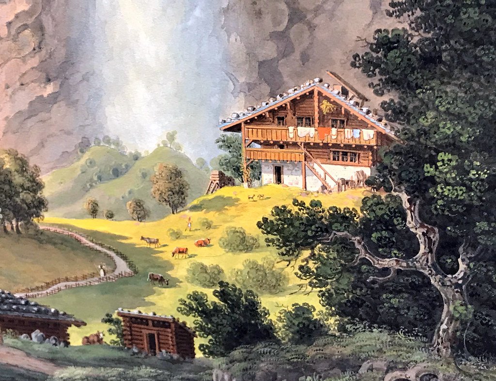 DEMO · Pintura al óleo, paisaje alpino con marco